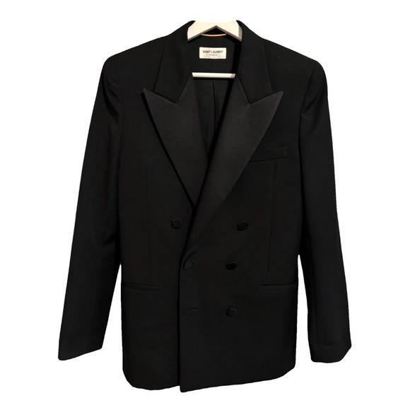 Saint Laurent 2023 black silk lapel double breasted  blazer - Picture 1 of 7